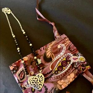 Brighton Heart Necklace w/ Black & Silver Beads